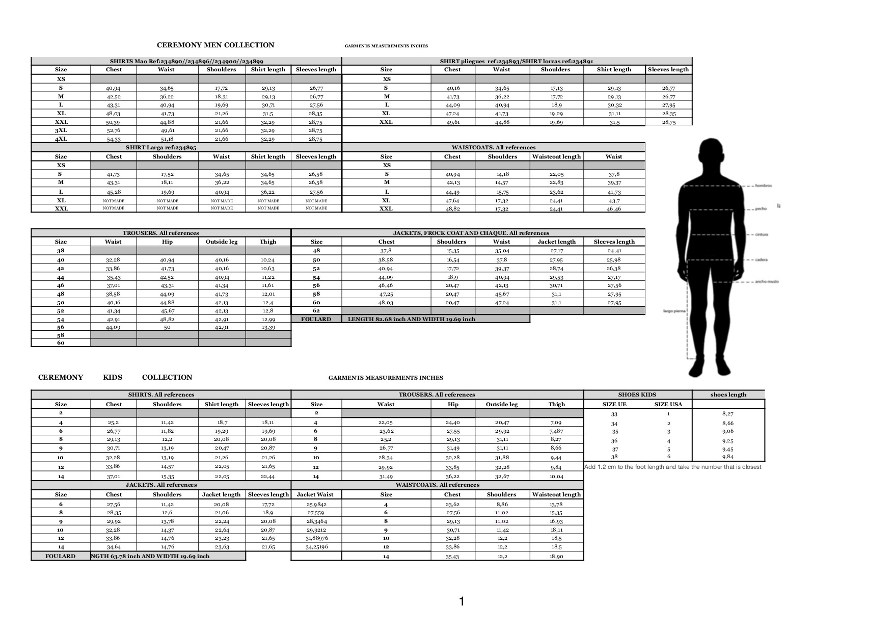 SIZE GUIDE OFFICIALEN.numbers-TALLAJES INCH EN